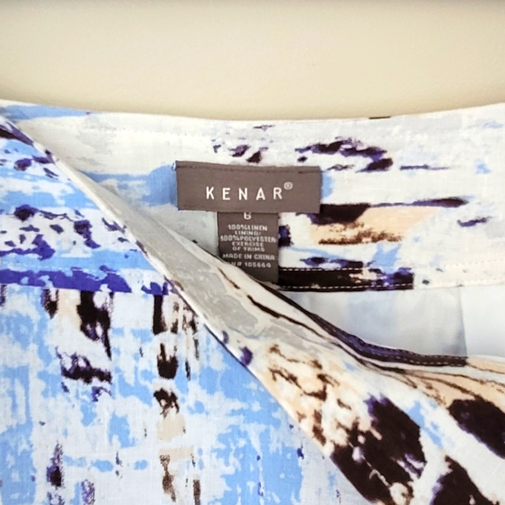 NWOT 100% Linen Kenar Midi Abstract Print Pencil Skirt, Lined, Size 6 - Picture 5 of 9
